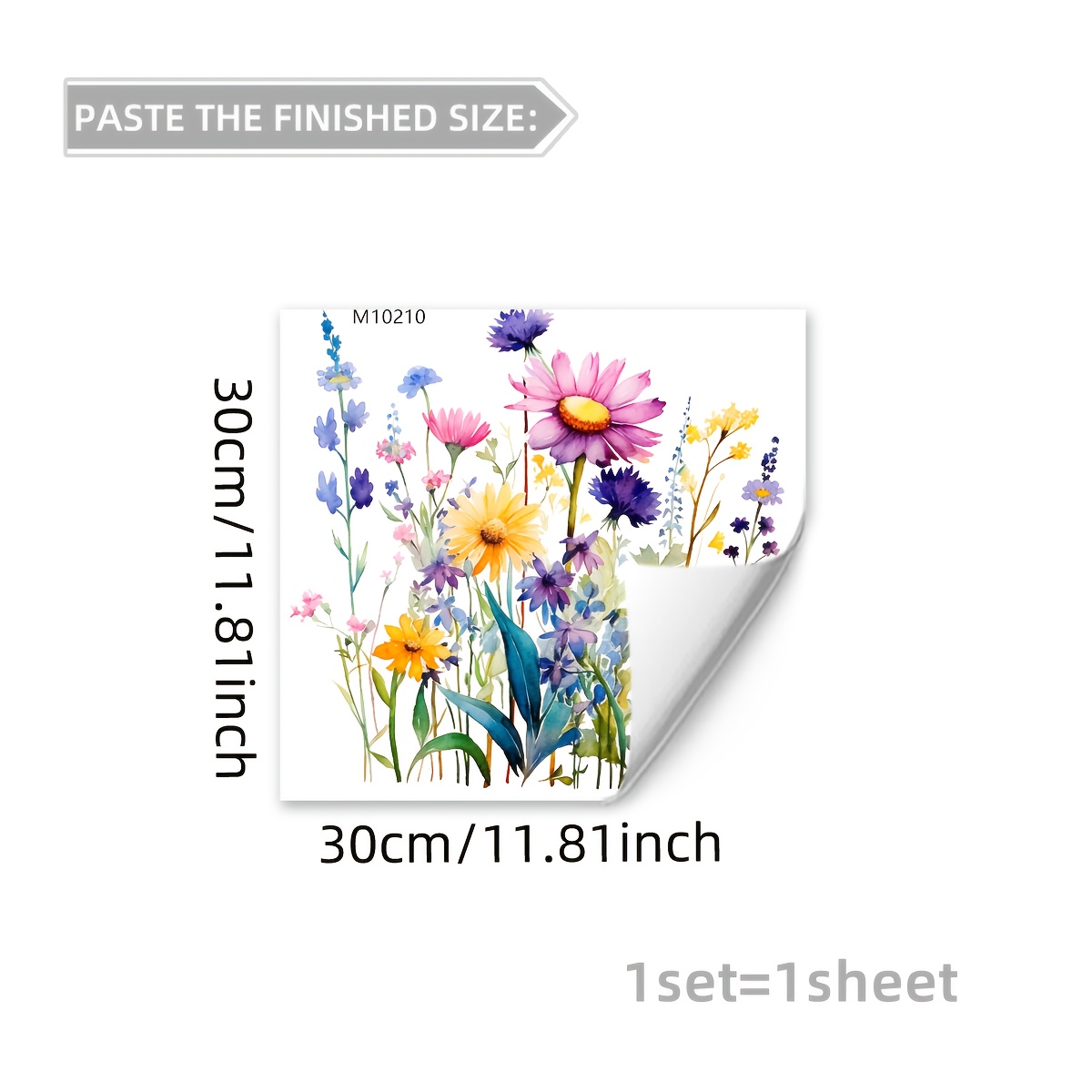 Image of 1 -painted Simulated Daisy Floral Decorative Sticker For Trash Can, Indoor And Outdoor Use In Living Room, Bedroom, Hallway, Kitchen, Or Bathroom Background Wall M10210