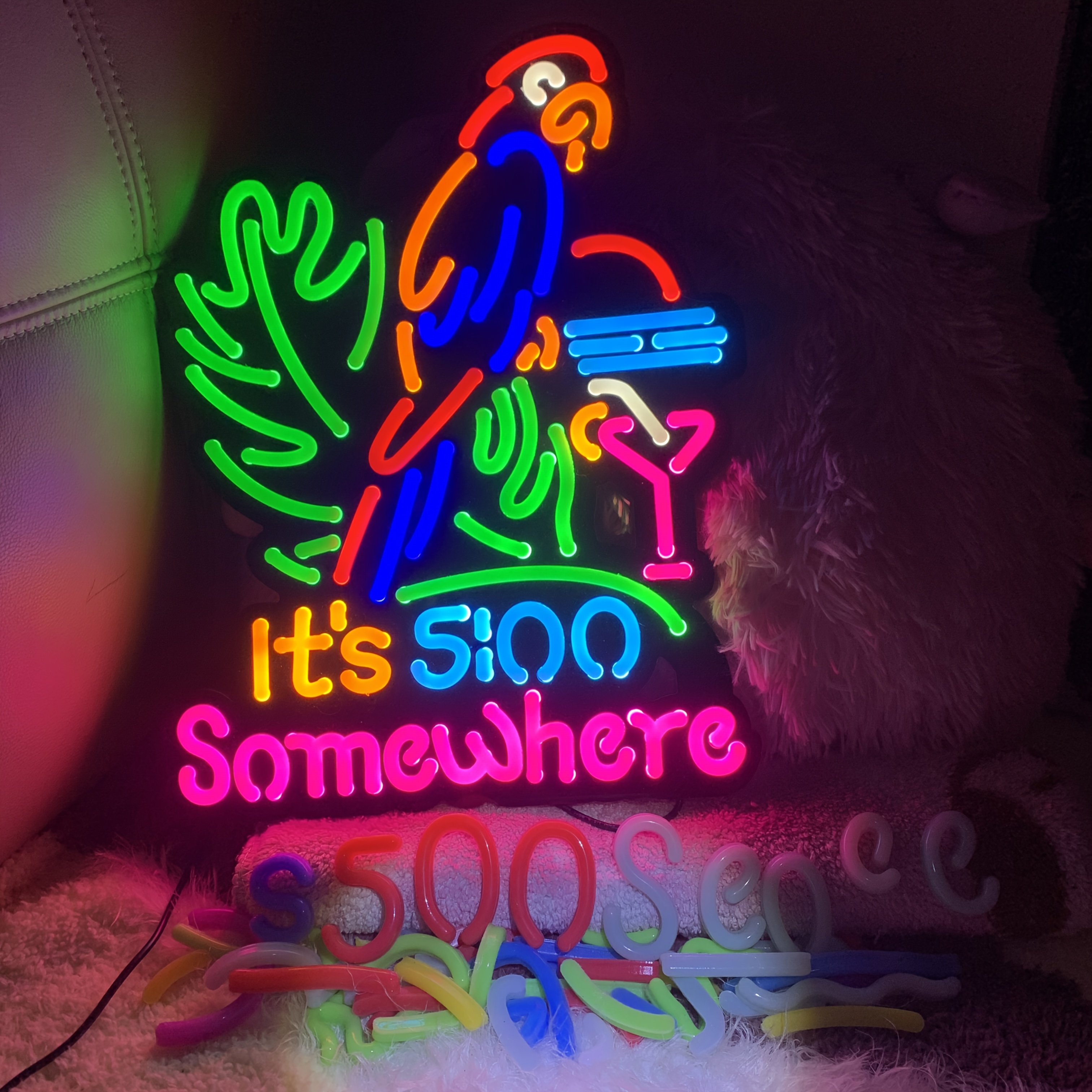 TEMU 5:00 Neon Light Sign - Decor With Usb Power, Multicolor Led Wall Art For Man Cave, Home, Bar, Garage - Decoration Signs - No Batteries Needed,