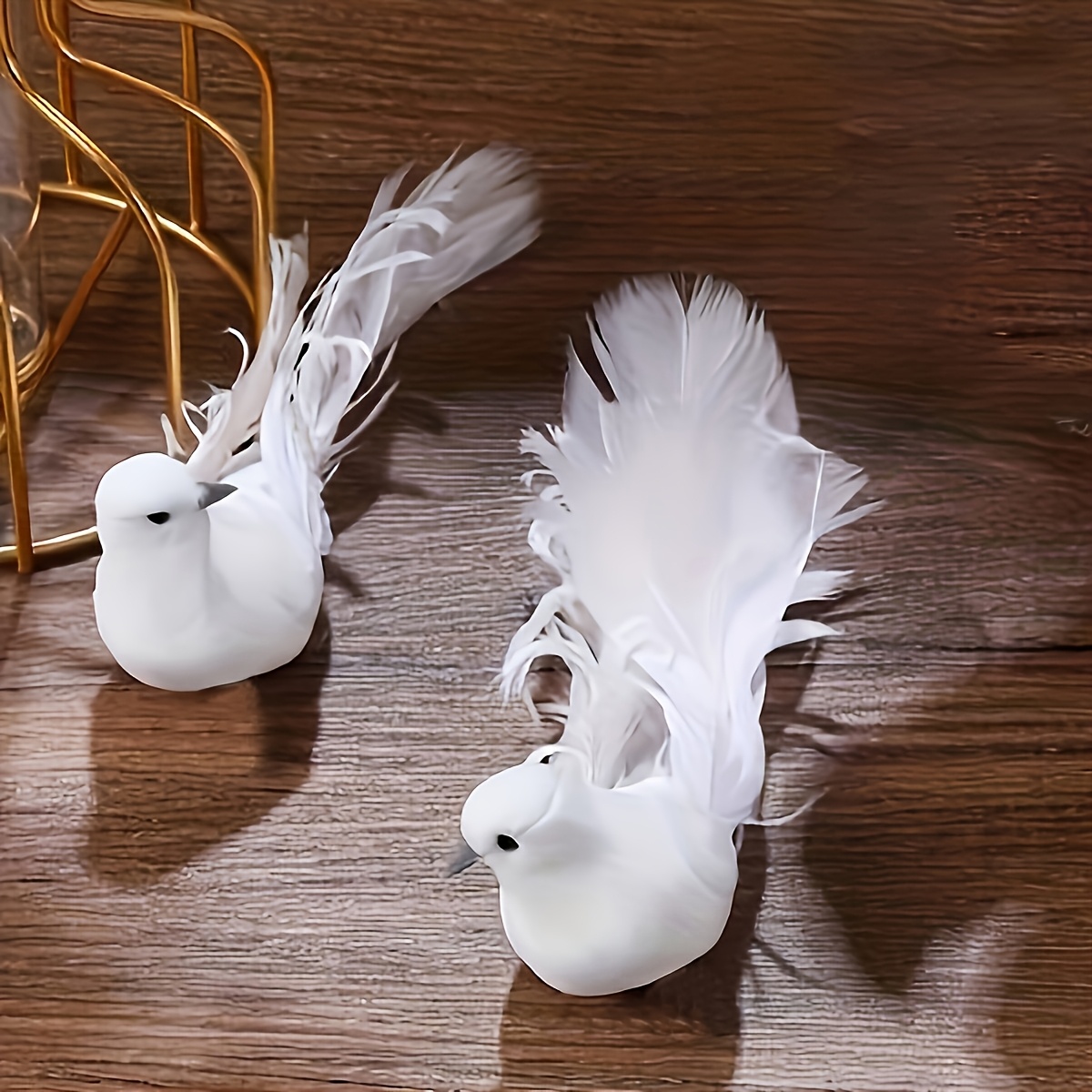 TEMU 1/2/3pcs Oiseaux en fausses plumes, décorations de jardin et de cour, accessoires de photographie, ornements de pigeons et de , décorations