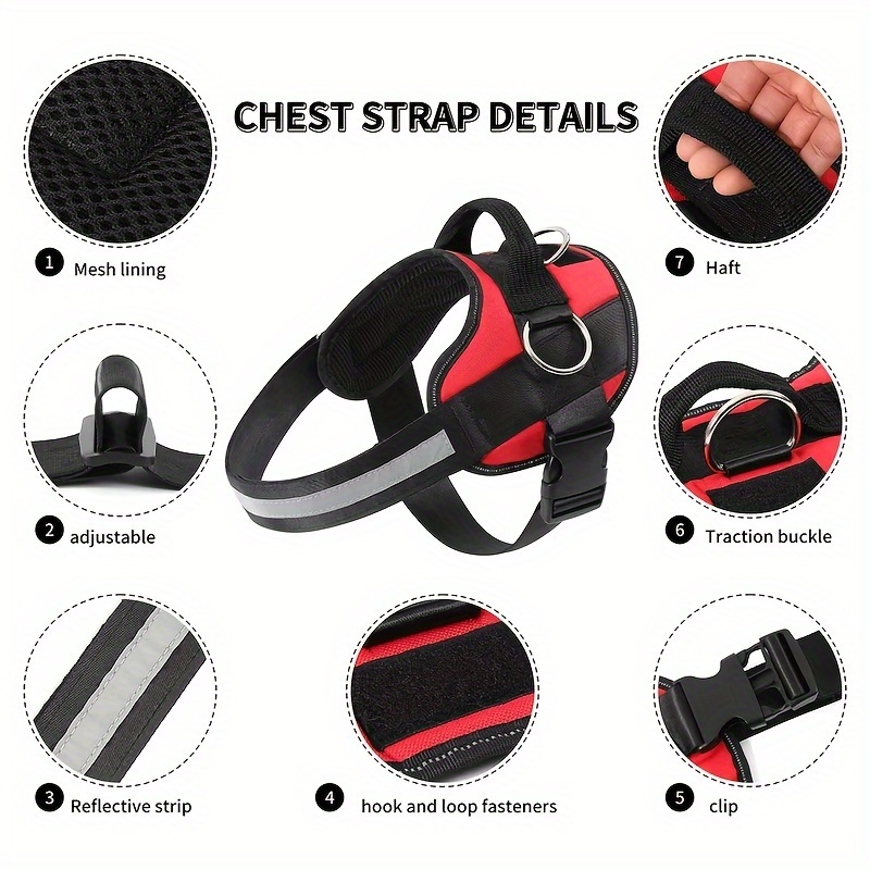No-Pull Reflective Dog Harness, Breathable Adjustable Vest with Handle