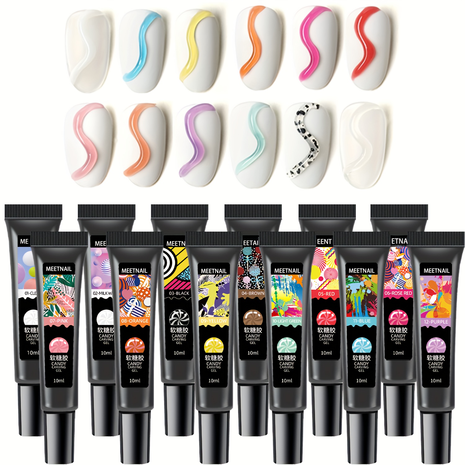 * 12 Colors 5D Carving Nail Gel Polish * Nail * Gel Soak Off Cute Jelly Macaron Modeling * For DIY Nail *