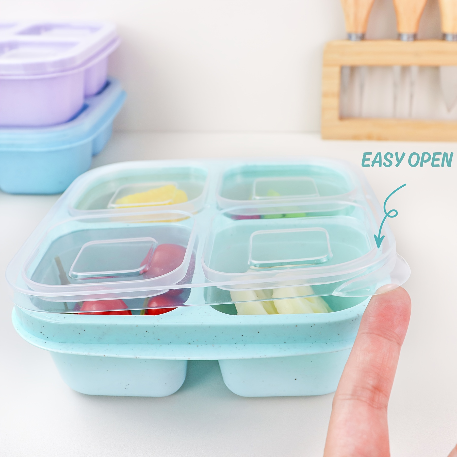 Bento Snack Boxes Stackable 4 compartment - Temu