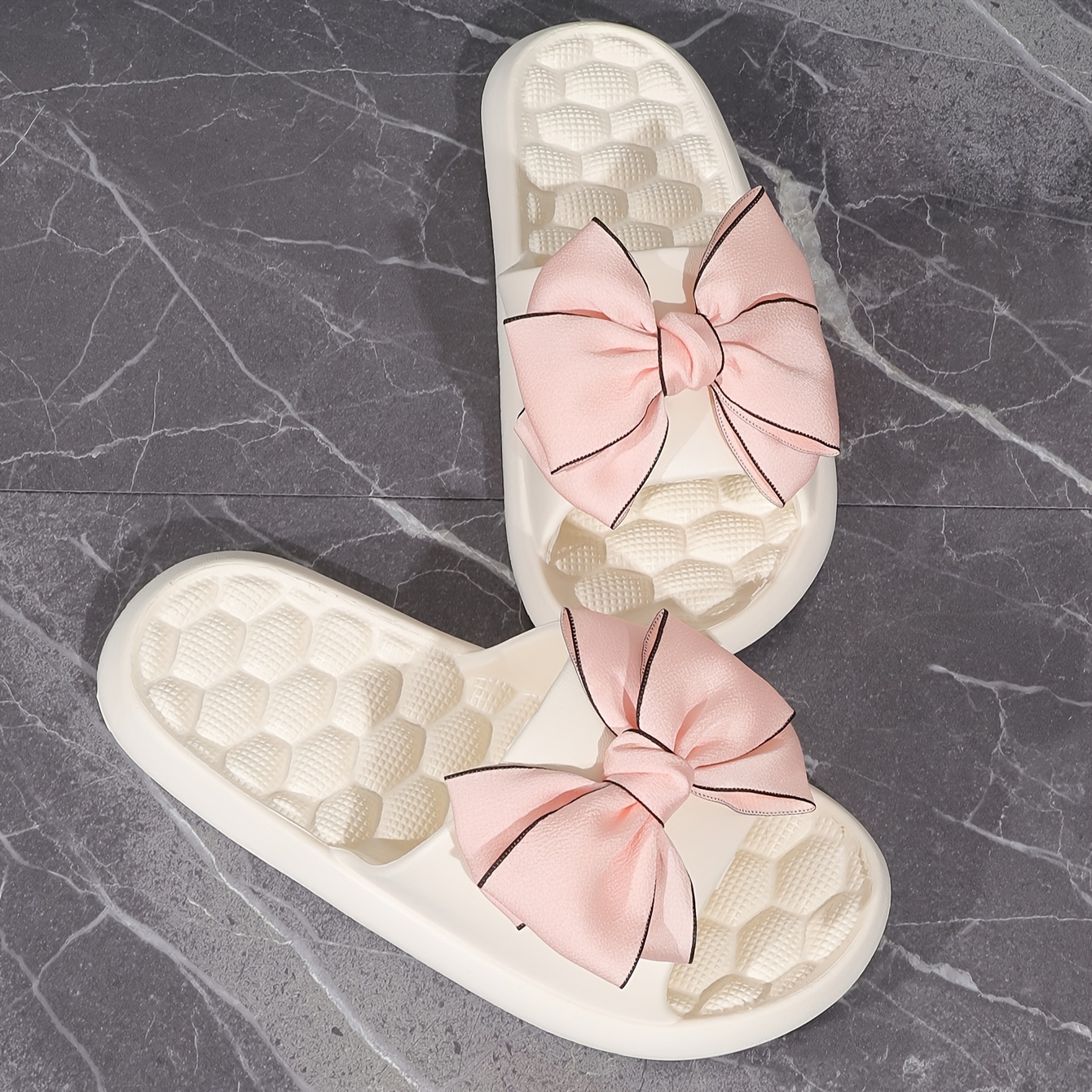 Women's Summer EVA Soft Sole Indoor Home Bathroom Shower Slippers with Bow Design for All Seasons