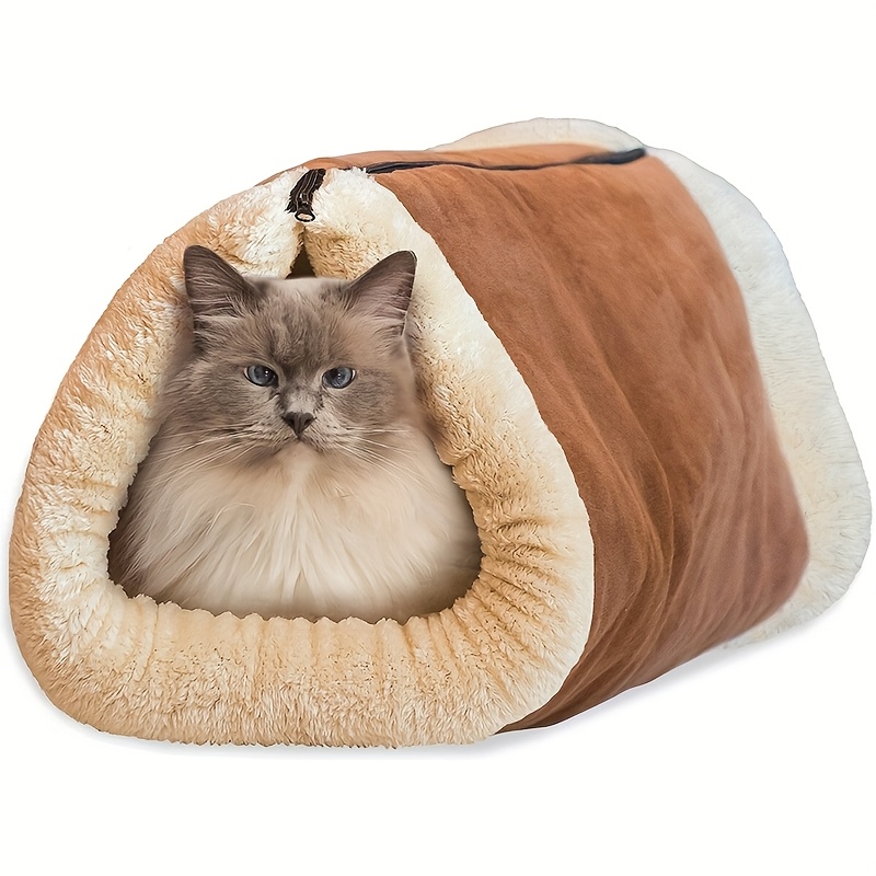 2 in 1 foldable cat mat house soft polyester   bed with plush fleece lining portable   for indoor cats cozy multifunctional pet bed shelter durable fabric small space pets Product details 4