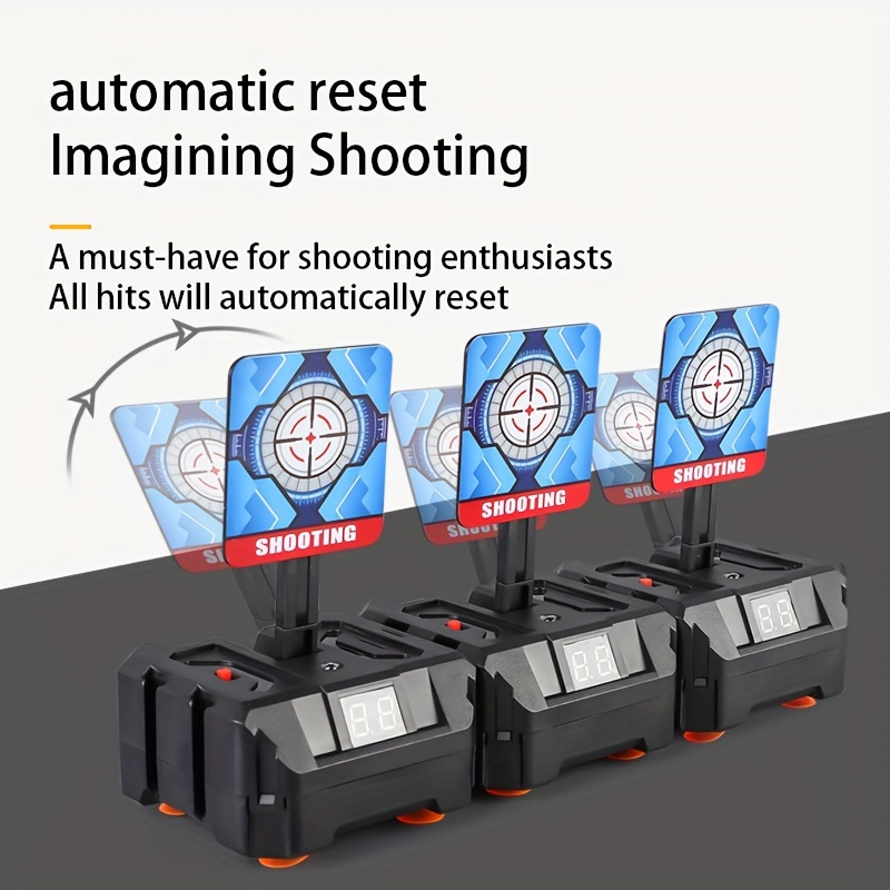 

1x Automatic Electronic Scoring - Abs, Battery-powered For Soft Bullet Practice & Live Cs , Black With Blue Accents, Includes Multiple Hit Indicators