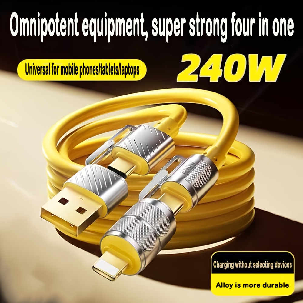 TEMU 240w 1.2m Charging Data Cable Suitable For , Huawei, Honor, Xiaomi Tablets, Type-c Fast Charging Laptops, Car Mounted 2 To 2 Liquid Silicone,