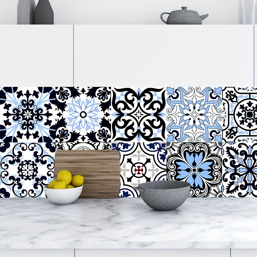 Coastal Style 10-piece Set Vintage Tile Wall Stickers, Patterned ...