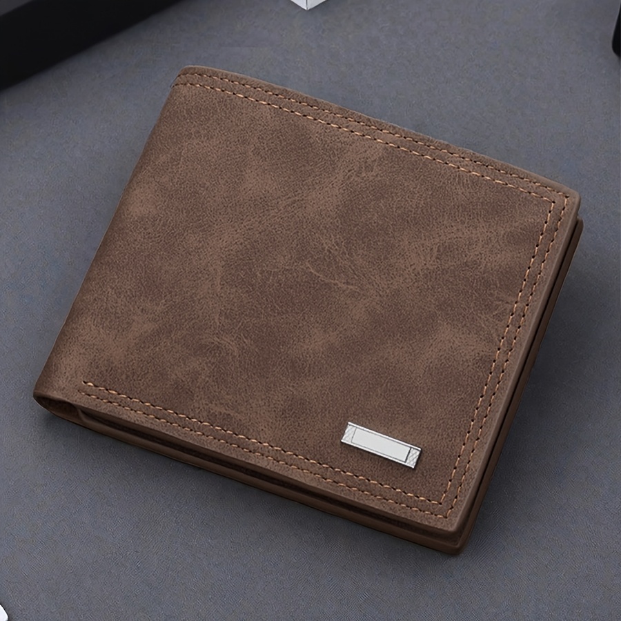 Image of Men's Pu Leather Short Wallet With Interlayer Coin Purse Multiple Card Slots Purse Large Capacity Card Cash Holder, Great Gift For Men