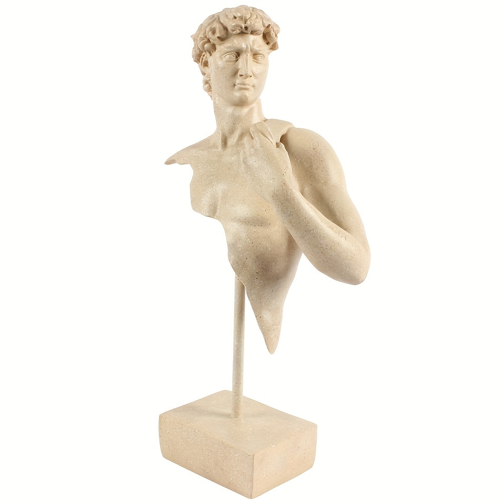 

1pc Classic Greek David Bust Statue Decor, Resin Art Sculpture Ornament, Original Tabletop Bust, Collectible Craft Home Decor