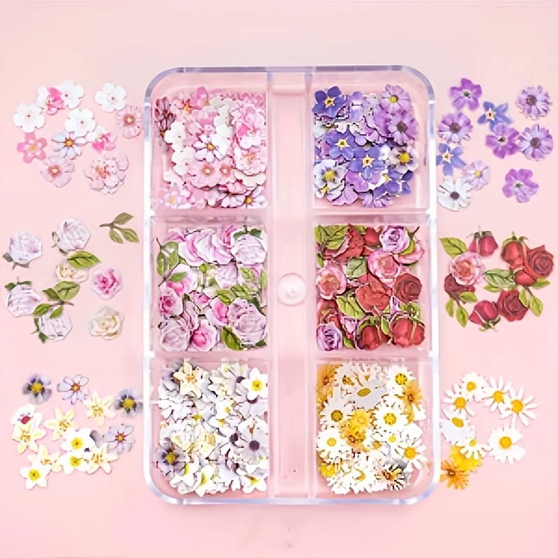 TEMU Approximately 260pcs Of Floral Epoxy Resin-filled Sheets, Mixed With Wood Flowers - Rose, Iris, , Suitable For Jewelry Making, Art Handicrafts,