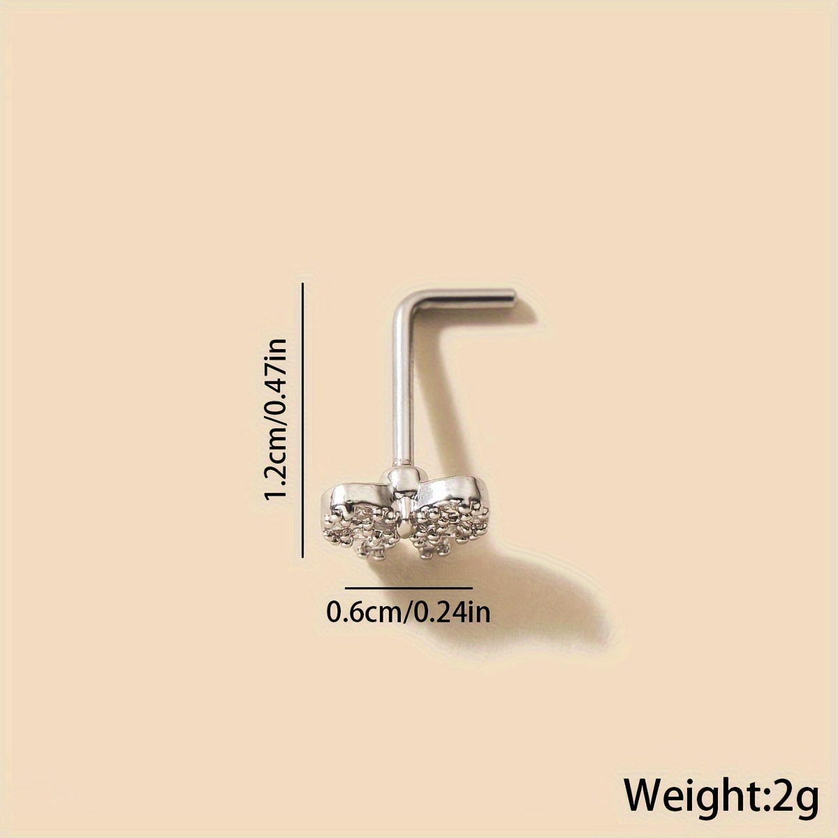 Petite Nose Stud with Zirconia Butterfly Bow Gift