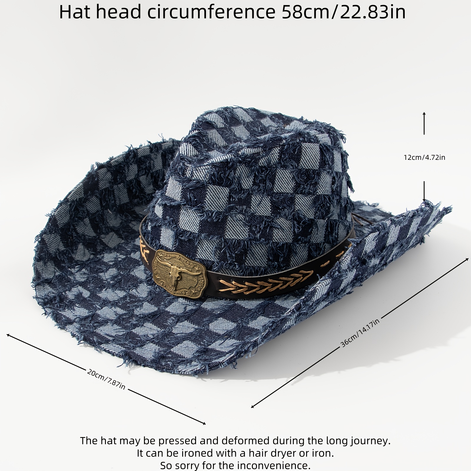 Checkerboard Pattern Cowboy Hat Men main image 2