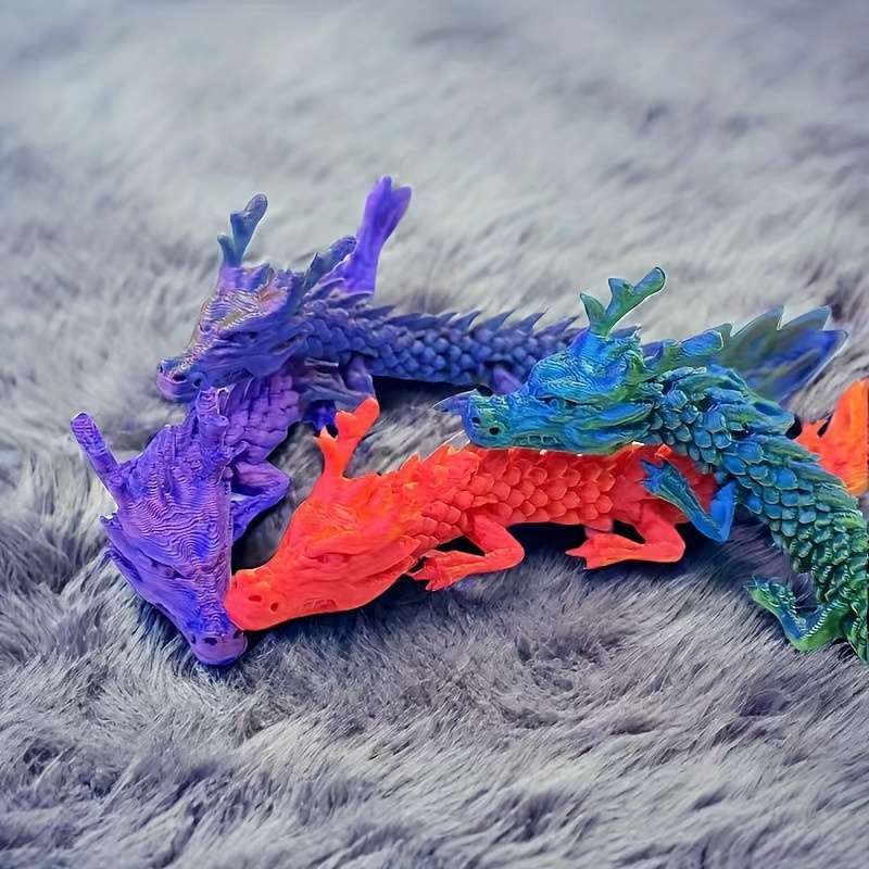 Sanzhimao 2PCS 12 Articulated Crystal Dragon, Gifts For Children, Fashionable Home Decor (Purple+Red)