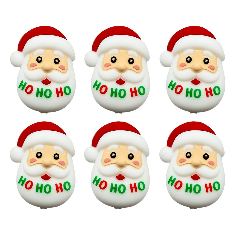 TEMU Lot de 6 nouvelles perles 3D en " HO" Père Noël, avec une figurine de Père Noël portant un et des slogans de fêtes anglais imprimés, adaptées