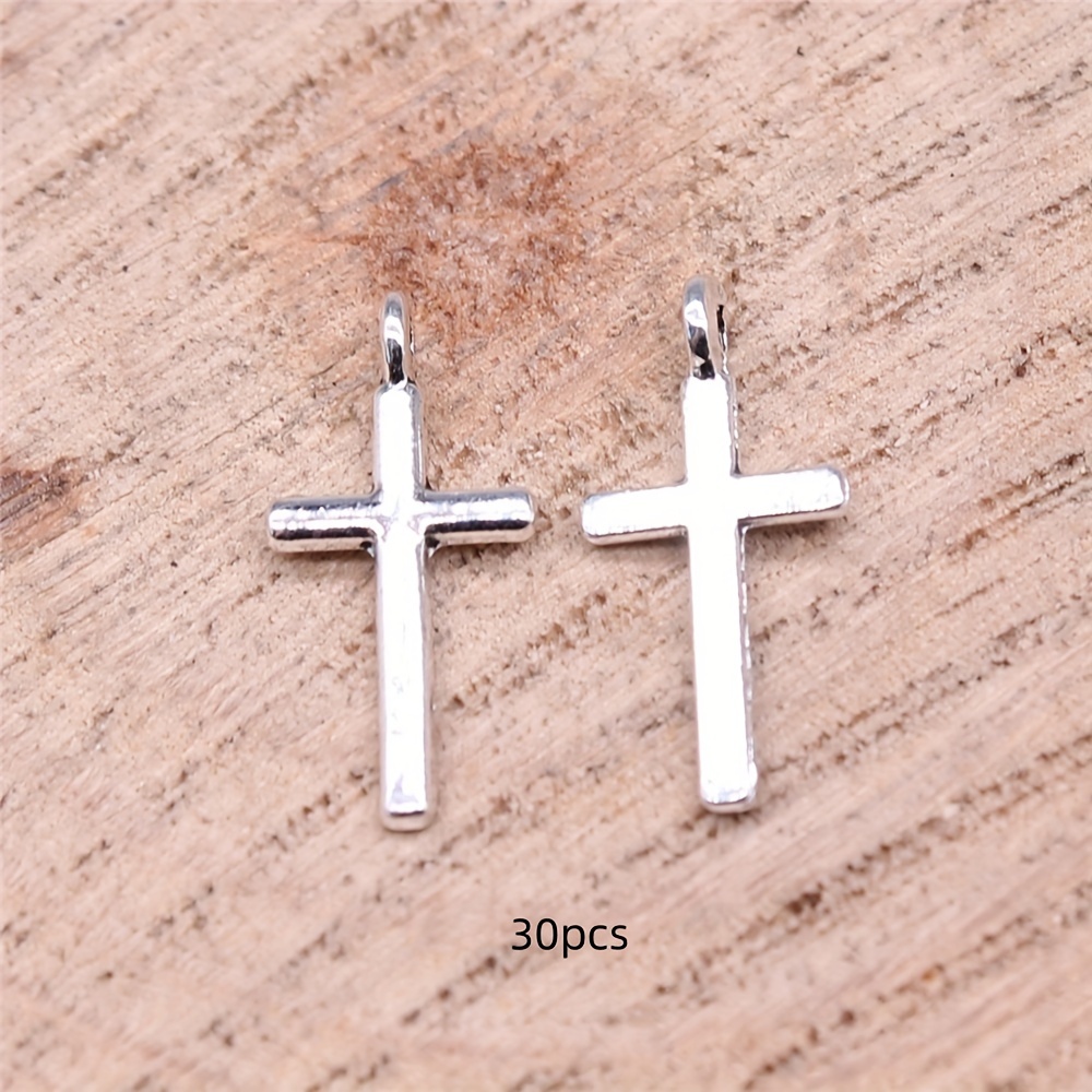 30pcs 16x7mm Silvery Cross Pendant Making Accessories For Necklace Bracelet Earrings Bag Decoration Charms Handmade Craft