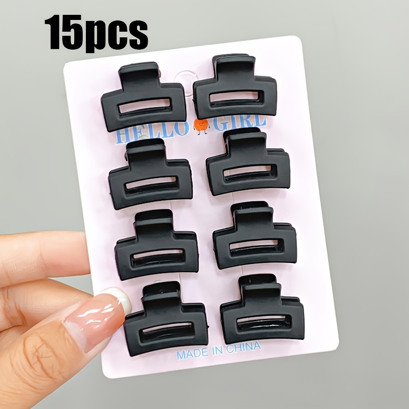TEMU 15pcs Simple Matte Mini Hair Clips Hair Accessories For Women, Elegant Rectangular Hair Claw Clips For Bangs And Flyaways, Small Fashionable
