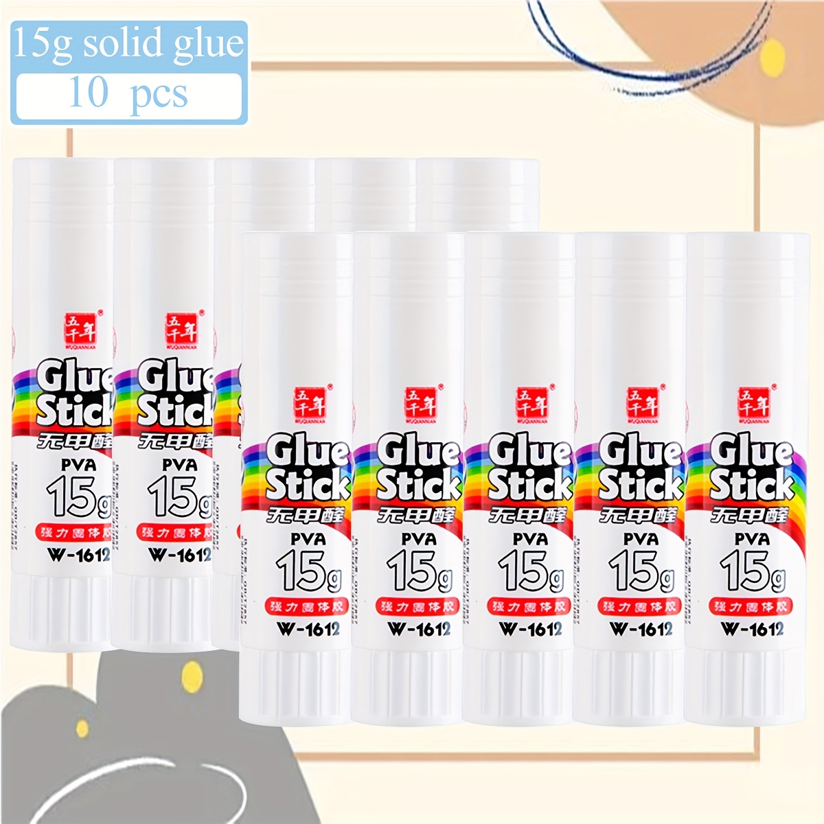 Image of Wqn 10-pack Of Glue Sticks, Featuring High , Formaldehyde, Non-toxic, Providing A Smooth And Application Without Wrinkling Paper, Ideal For School Supplies During The Back-to-school Period