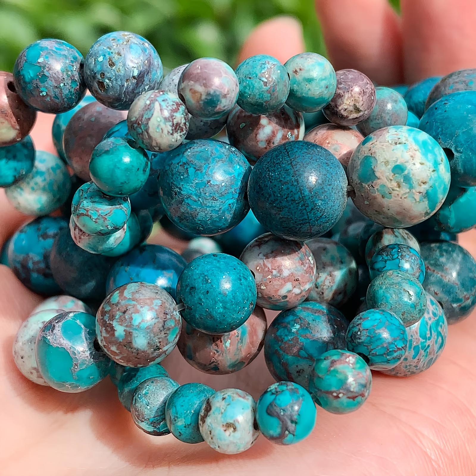 

Natural Turquoise Stone Beads, 4-12mm Round, For Jewelry Making, Diy Necklace Bracelet Beading Accessories – Multisize Blue-green Bead Assortment