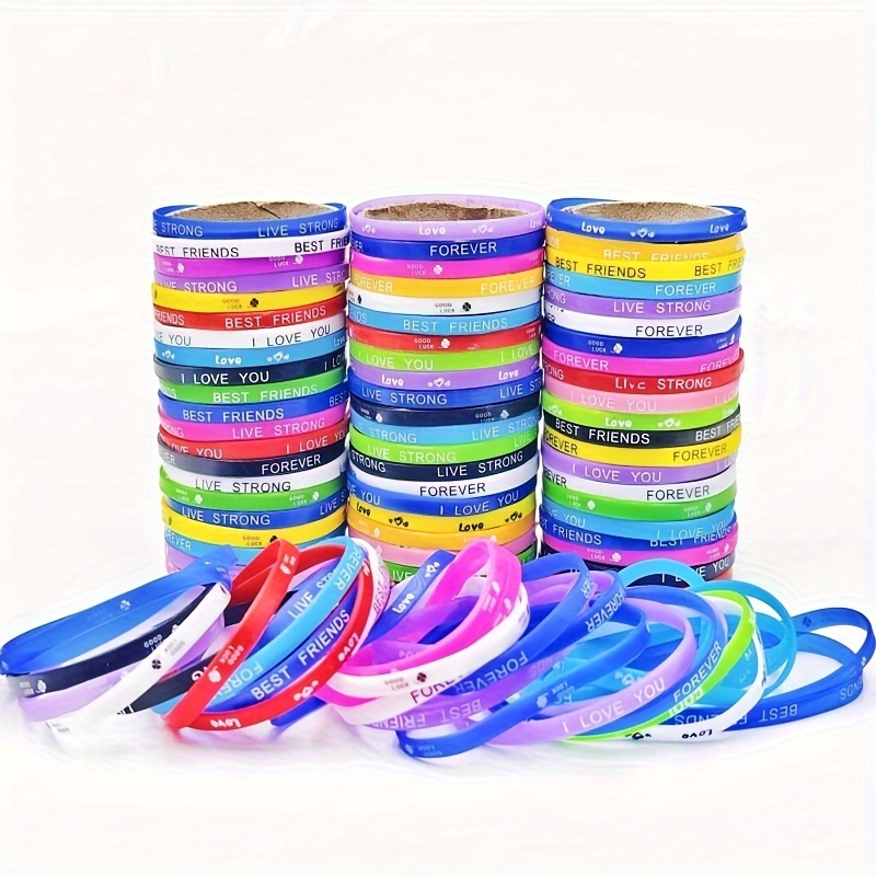 

Silicone Wristbands Pack - Unisex Stretch Bracelets For Fashion And Sports, Daily And Gift Occasions, Simple Urban Style, Bulk Variety Pack No Plating Or Mosaic, All Seasons (10/20/30/50/100 Pieces)