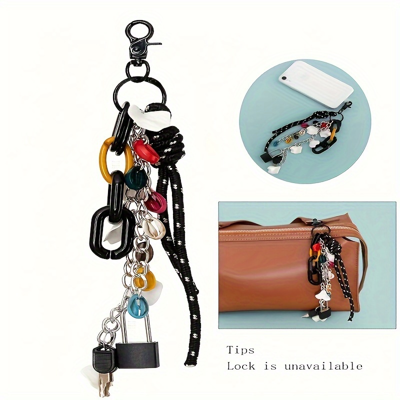 

Acrylic Charm Pendant Diy Tassel Chain For Handbag Decoration, Trendy Multi-functional Phone Case Accessory With Colorful Beads And Keychain Features - B366