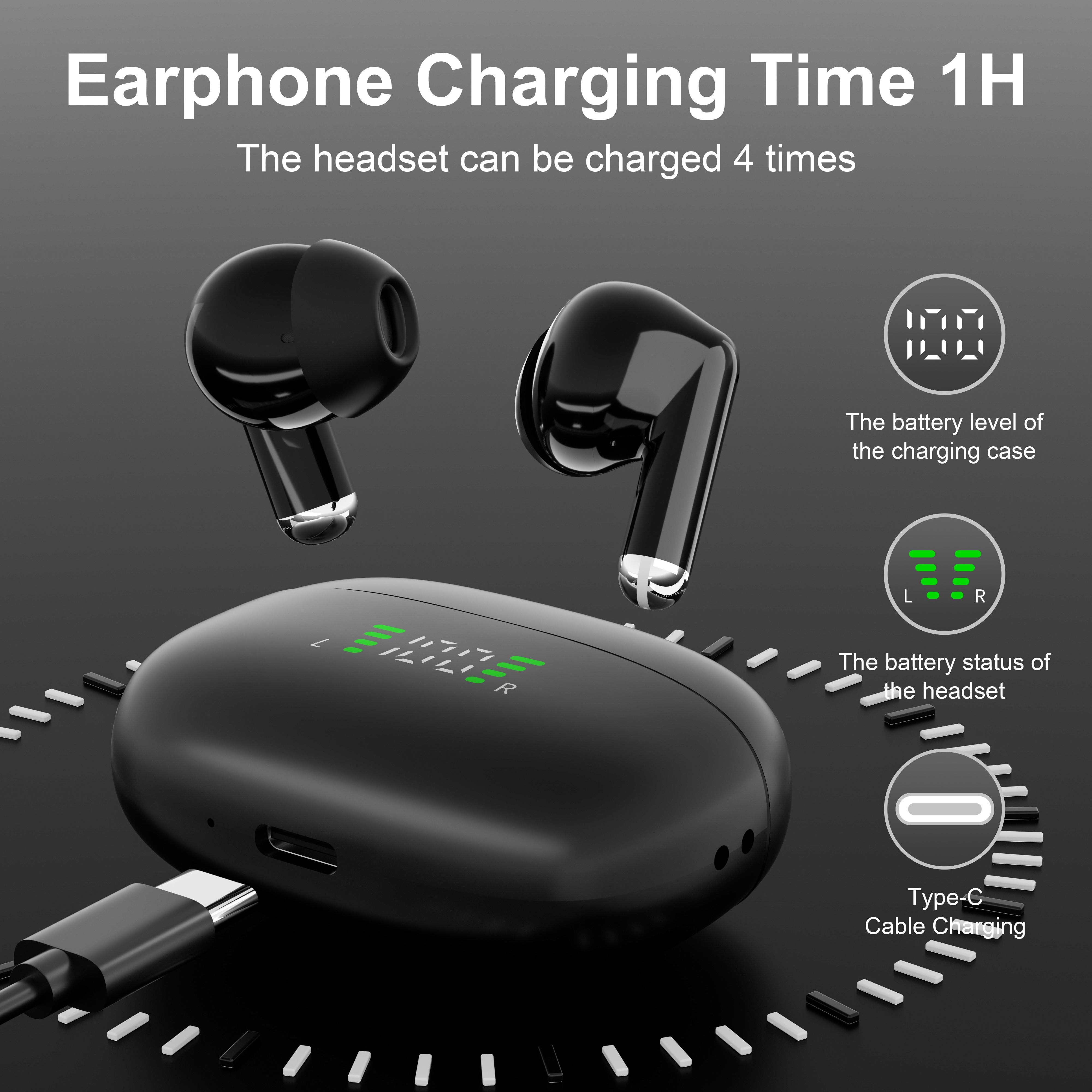 

Sp9x In-ear Wireless Headphones Wireless 5.3 Transmission Led Digital Display Battery In-ear Mini Portable Headphones Heavy Bass Ultra Long Battery Life 60h Supports Enc Calls And Noise Reduction