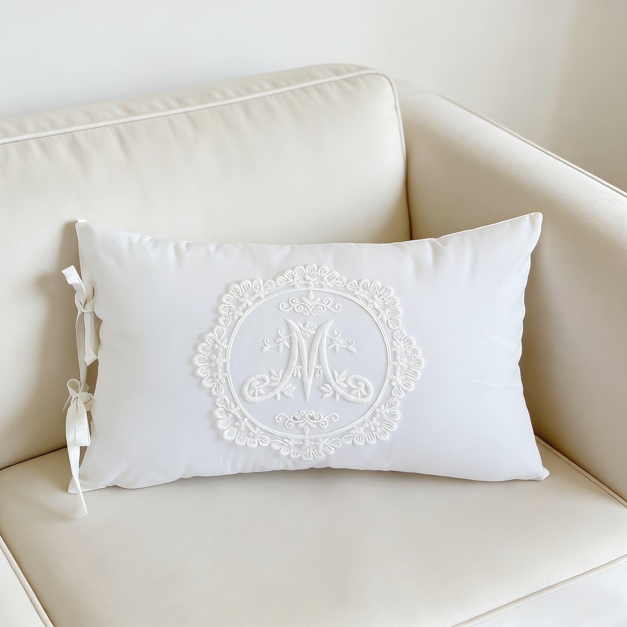 Image of Modern Bowknot Throw Pillow Cover - Farmhouse Solid Case For Sofa Couch Room Decor (insert Not Included)