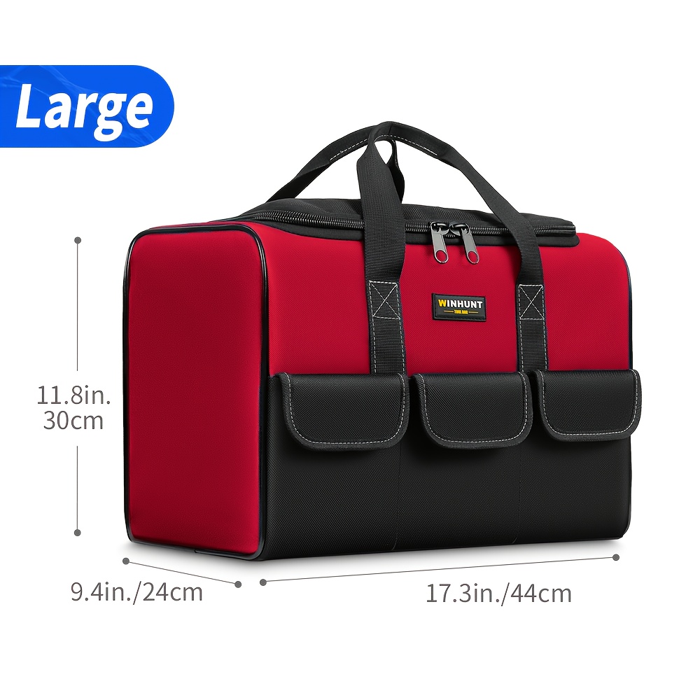 17 Inch Tool Bag, Large Tool Bag With 6 Exterior Pockets Electrician Tool Bag, For Enthusiasts And Tool Bags For Men Heavy Duty