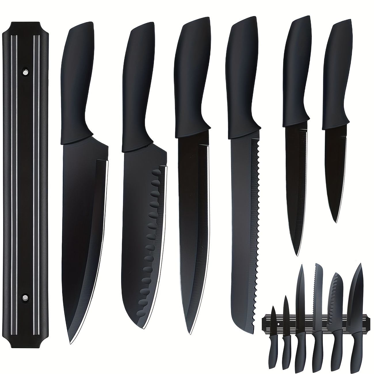 TEMU 7 Knife Set, Knife Set Sharp Steel And Ergonomically , Titanium Knife Set Knife