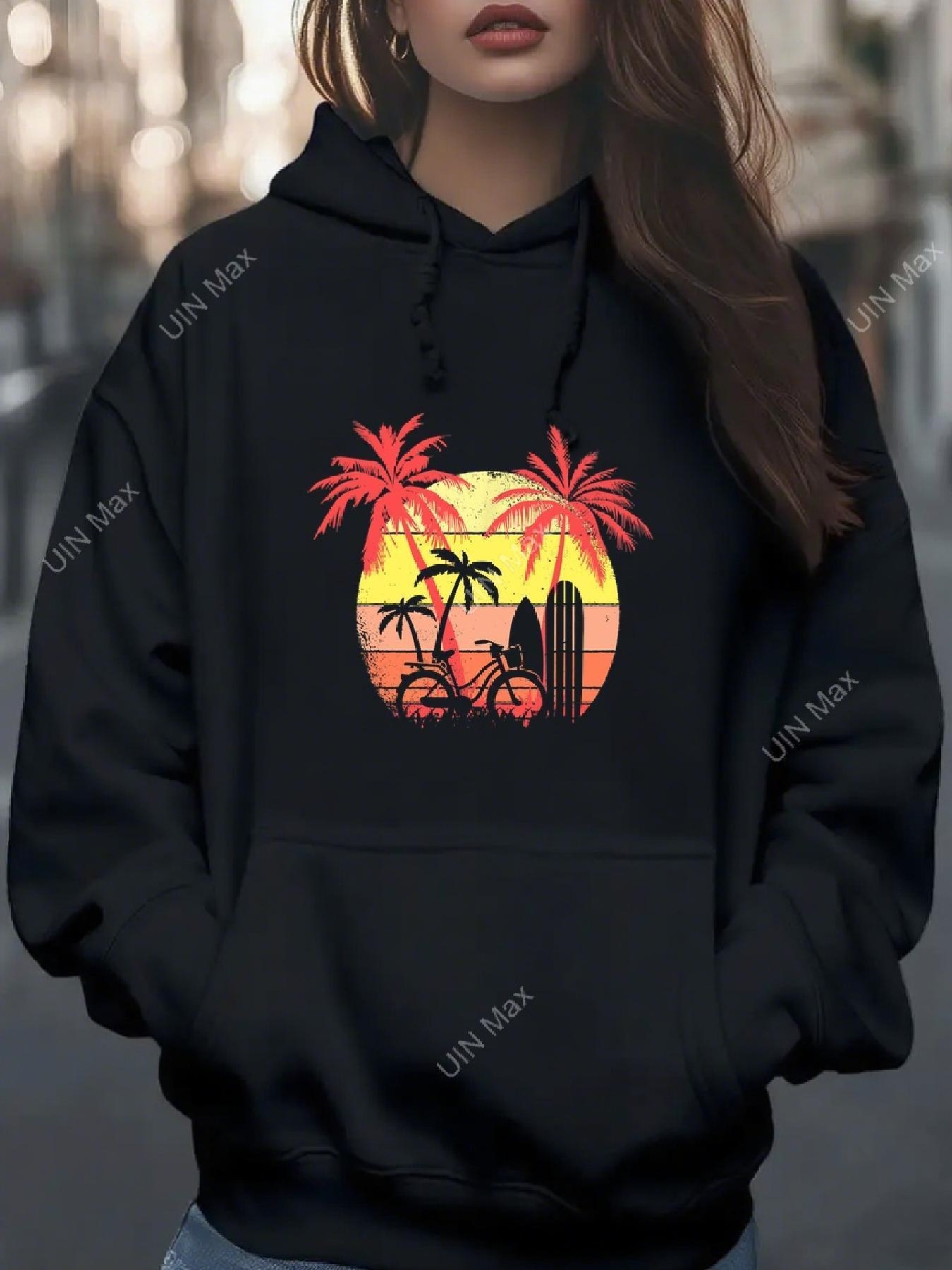 Sweat-shirt à Capuche Pour Femme - Pull D'automne/hiver Doux, Avec Poche Kangourou Et Cordon - Coupe Décontractée, Confortable - 6