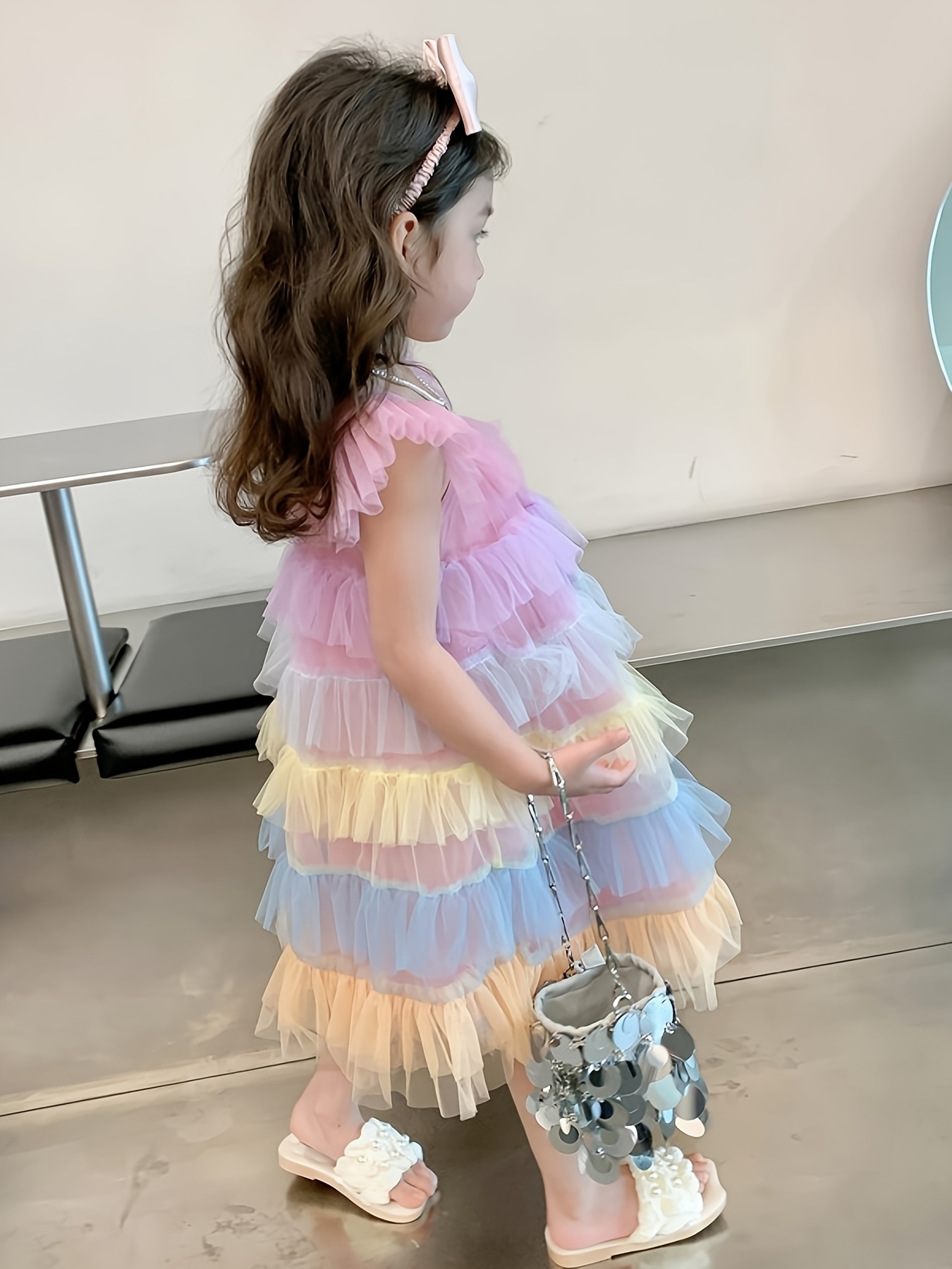 chinese dress ladies Cute Princess Puff Collar Sleeveless Layered Dress – MamaToddler main image 0