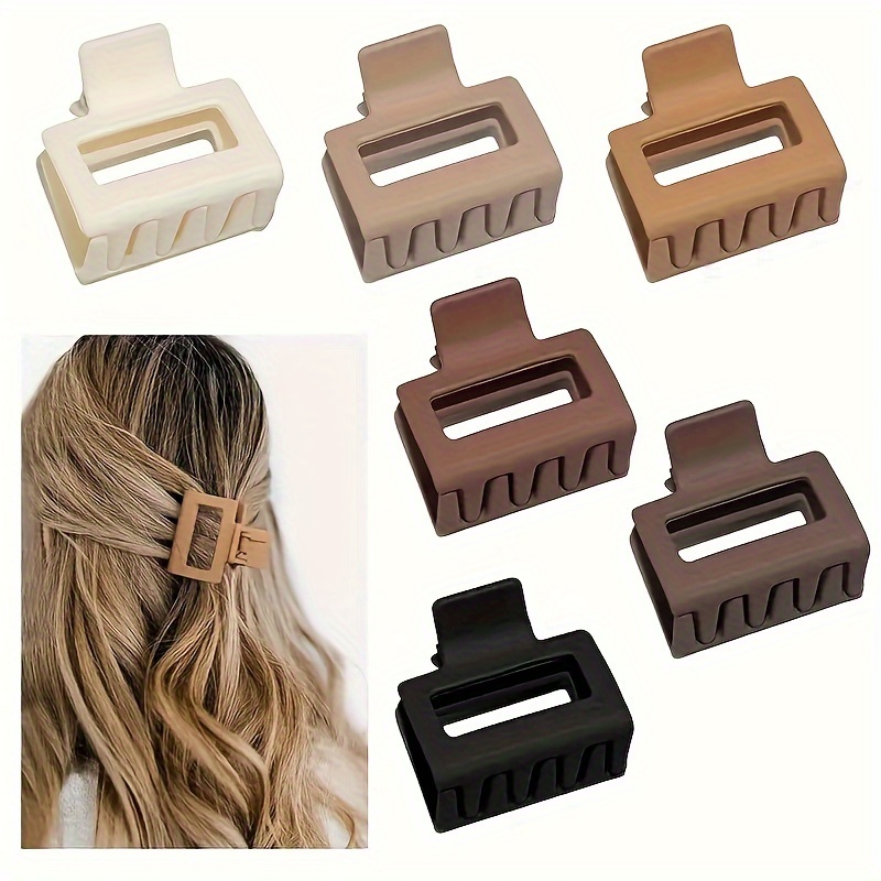 

6pcs Solid Color Matte Hollow Out Hair Claw Clips Trendy Hair Grab Clips Non Slip Ponytail Holders For Women And Daily Use