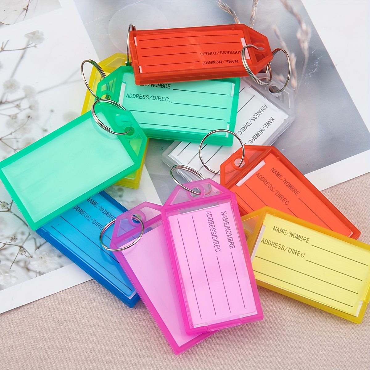 

10pcs Assorted Colors Plastic Key Tags With Split Ring, Diy Blank Luggage Id Labels, Keychain Pendants For Organization, Name Tag For Key Identification -jewelry Making Display & Packaging Supplies