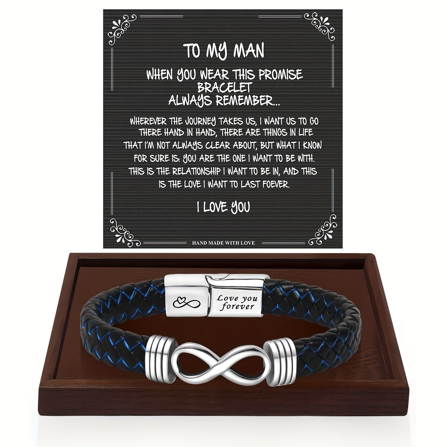 TEMU 1pc Romantic Gift For Valentine's Day - A Retro-style Knotted Bracelet - Ideal For Son, Nephew, Father, Teacher, Uncle, Or Grandfather - A For