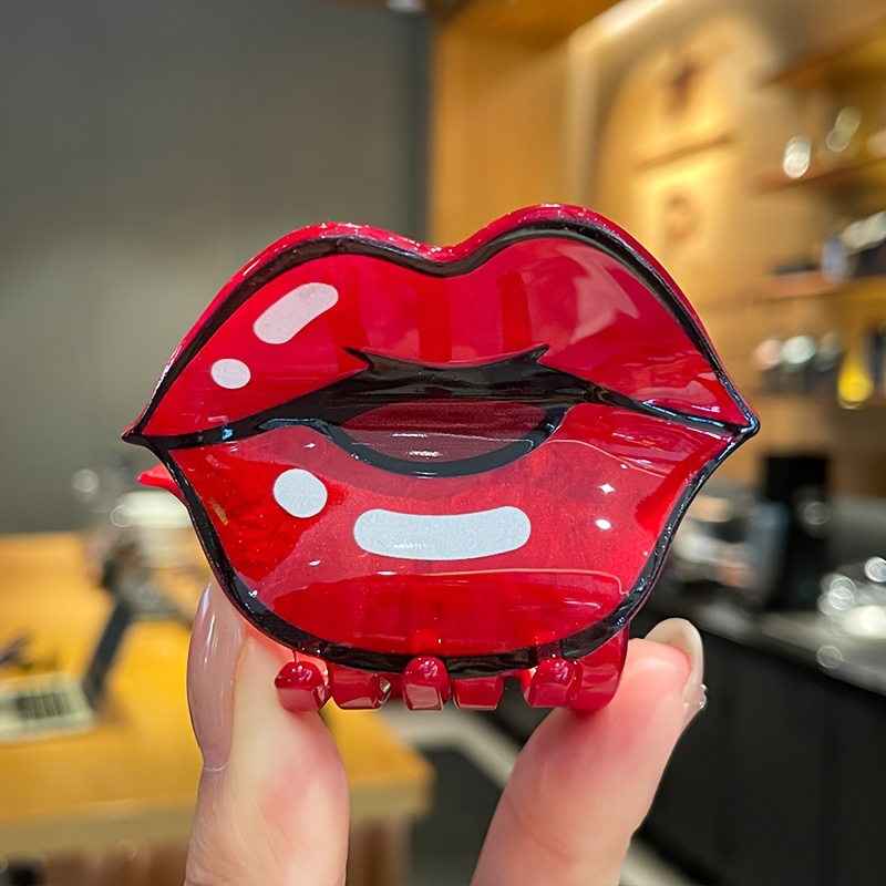 TEMU 1pc Pinza de Pelo Sexy - Clip Acrílico Antideslizante , Diseño Retro y Divertido para Mujeres, Regalo de San Valentín, Accesorio Estiloso,