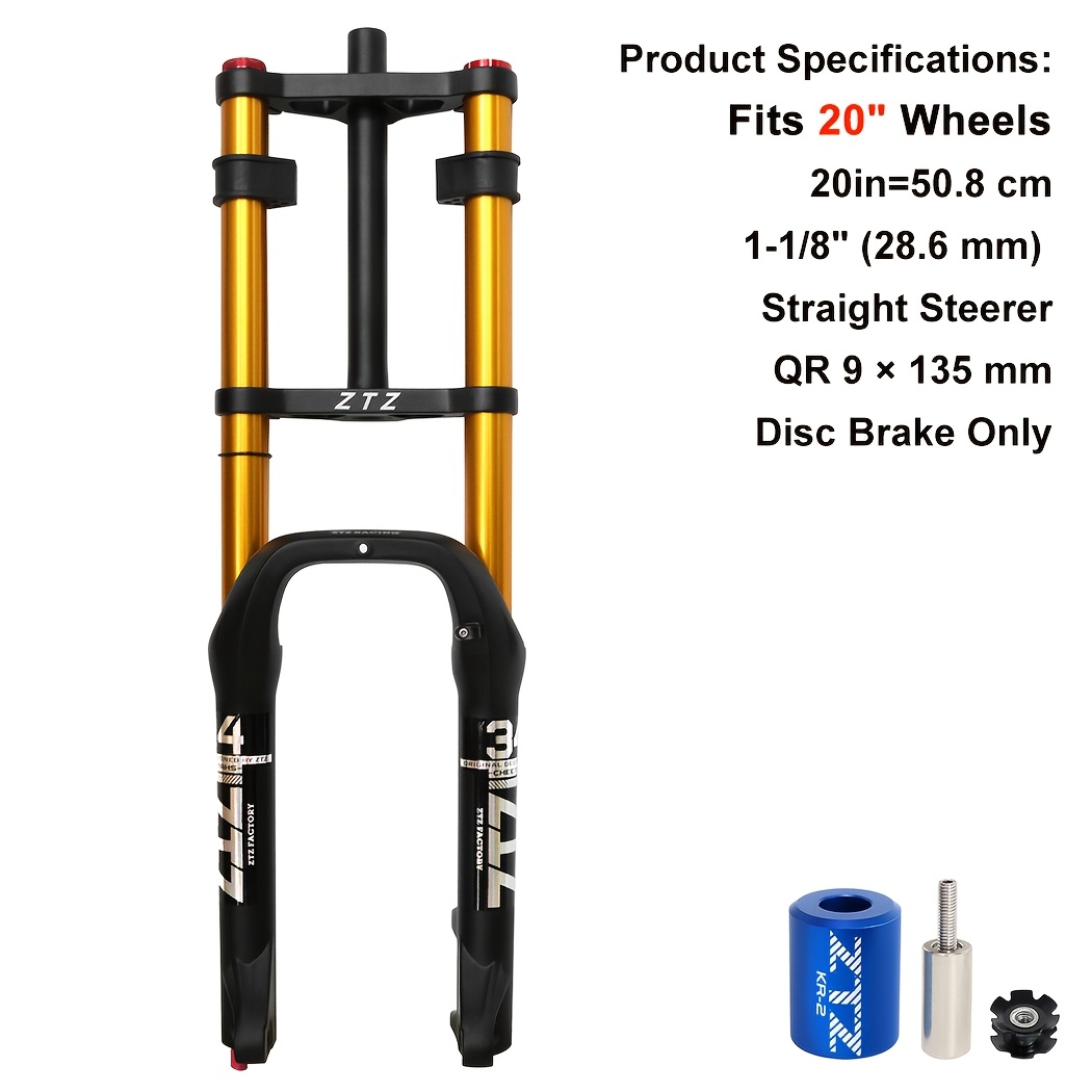 Image of 20/26 Inch 4.0 Fat Tire Bike Fork - 180mm Travel, 135mm , Qr 9mm, Adjustable , Shock Absorber Fork For Mtb Fat Snow Beach E-bike