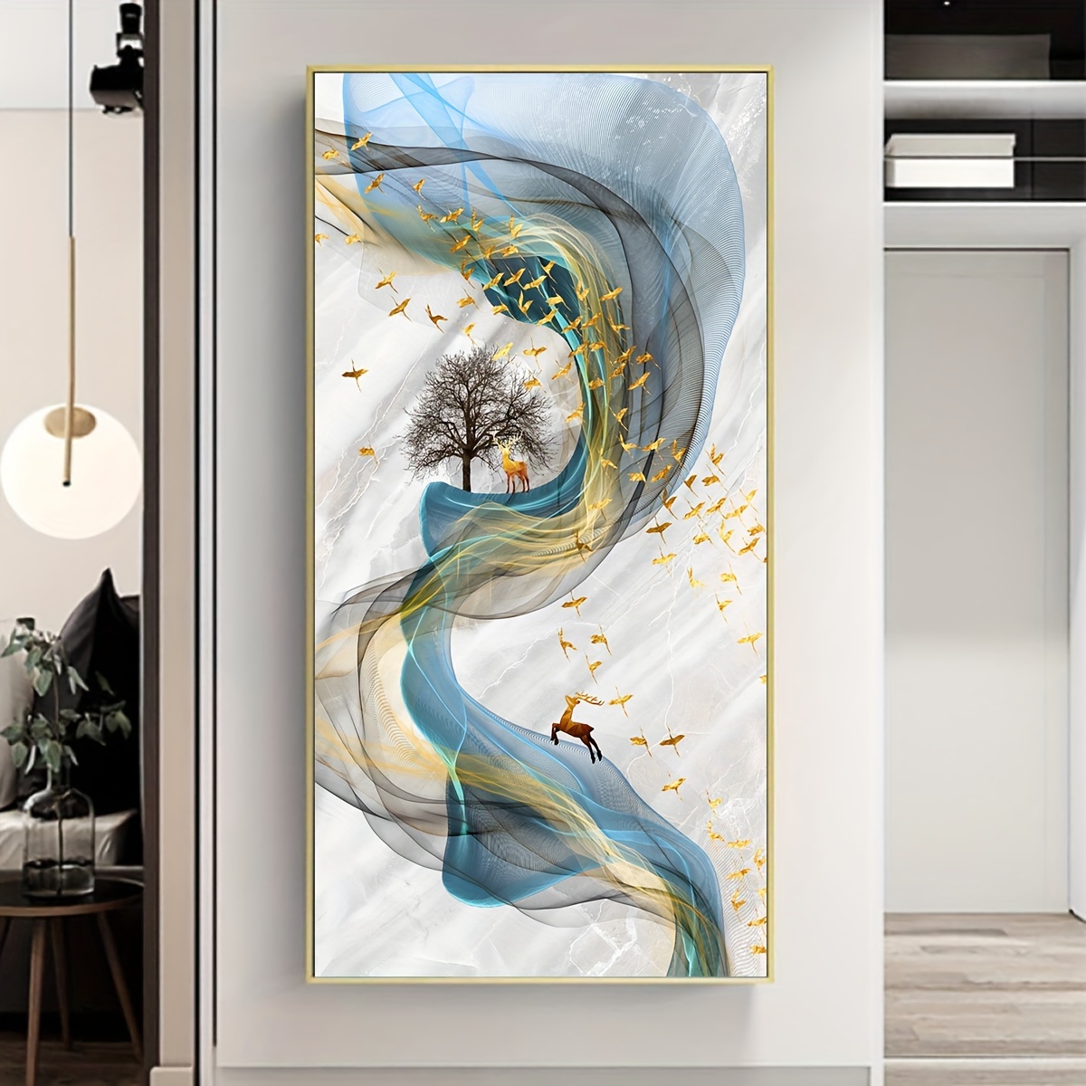 

1pc Unframed Canvas Poster, Modern Art, Abstract Lines, Ideal Gift For Bedroom Living Room Corridor, Wall Art, Wall Decor, Winter Decor, Room Decoration