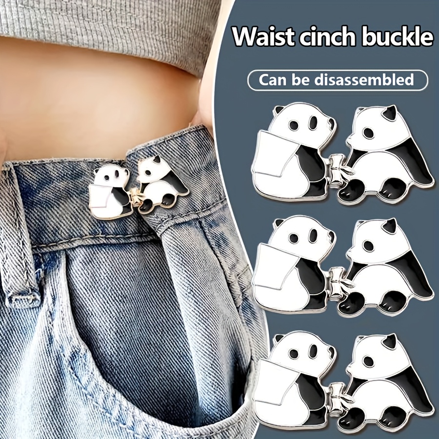 TEMU Botón ajustador de cintura con diseño de gato adorable, sin necesidad de costura, extraíble y reutilizable, para vaqueros, faldas y pantalones,