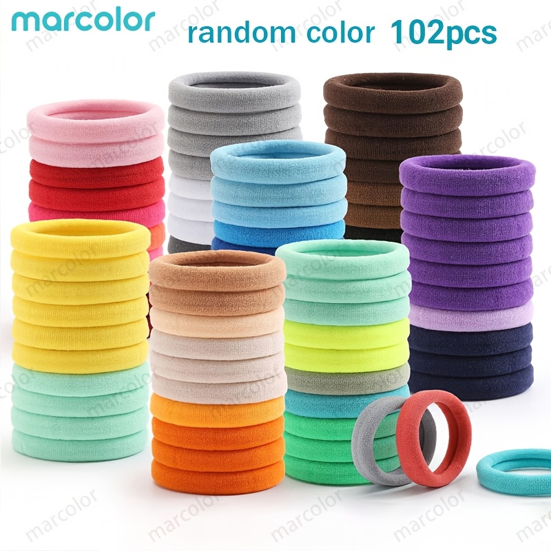 TEMU [marcolor] 34/68/102pcs, Random Seamless, High Elasticity, Versatile, Durable, Easy, Round Head, High And Low Ponytail, No Damage To Hair Loop,