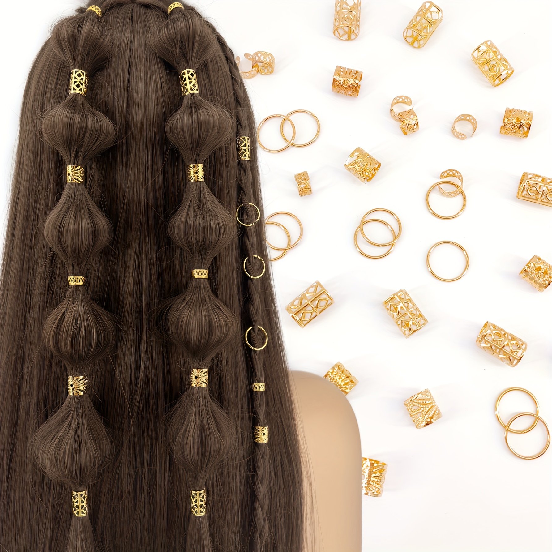 38pcs set vintage hollow hair rings alloy hair cuff hair - Temu