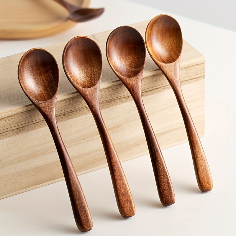 2pcs wooden spoons suitable for stirring and eating japanese wooden spoon rice spoon coffee spoon   spoon dessert spoon tableware for restaurants and home  