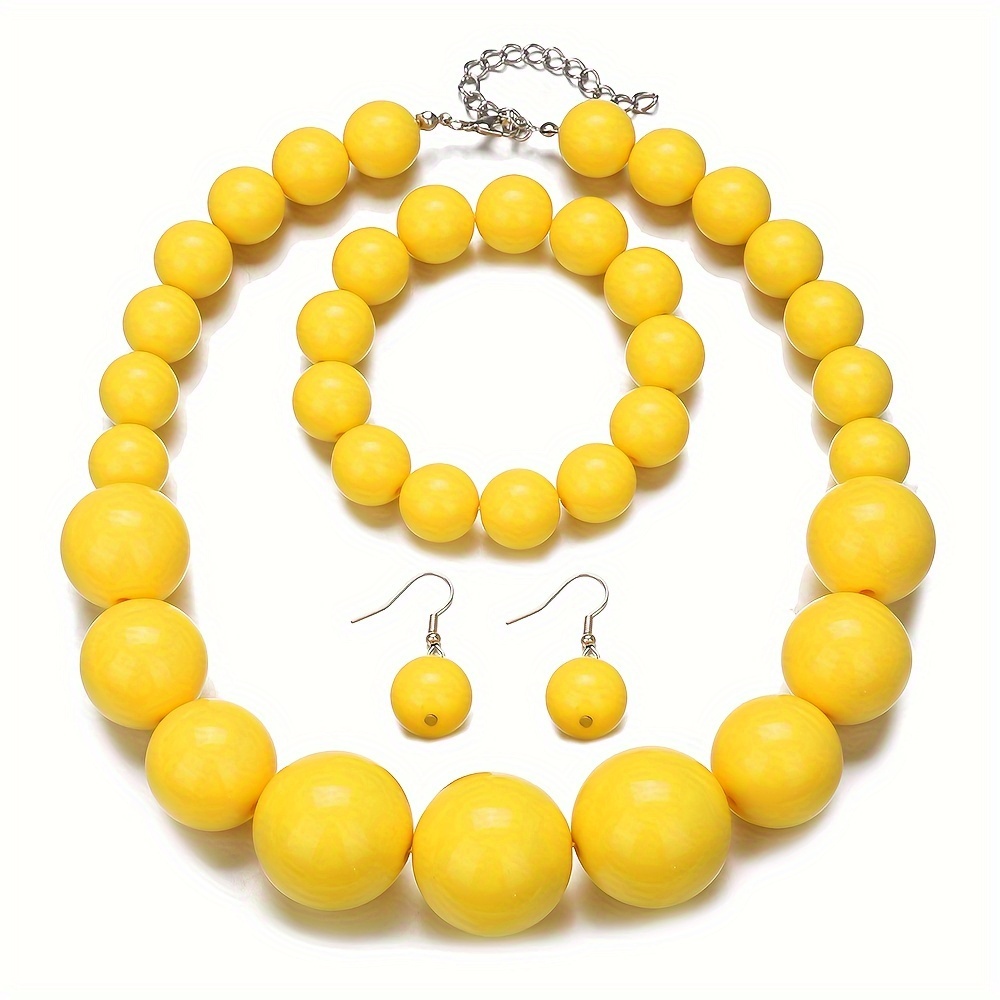 3pcs Jewelry Set Necklace Earrings Bracelet Bohemian Daily Wear Bride Wedding Necklace Gift
