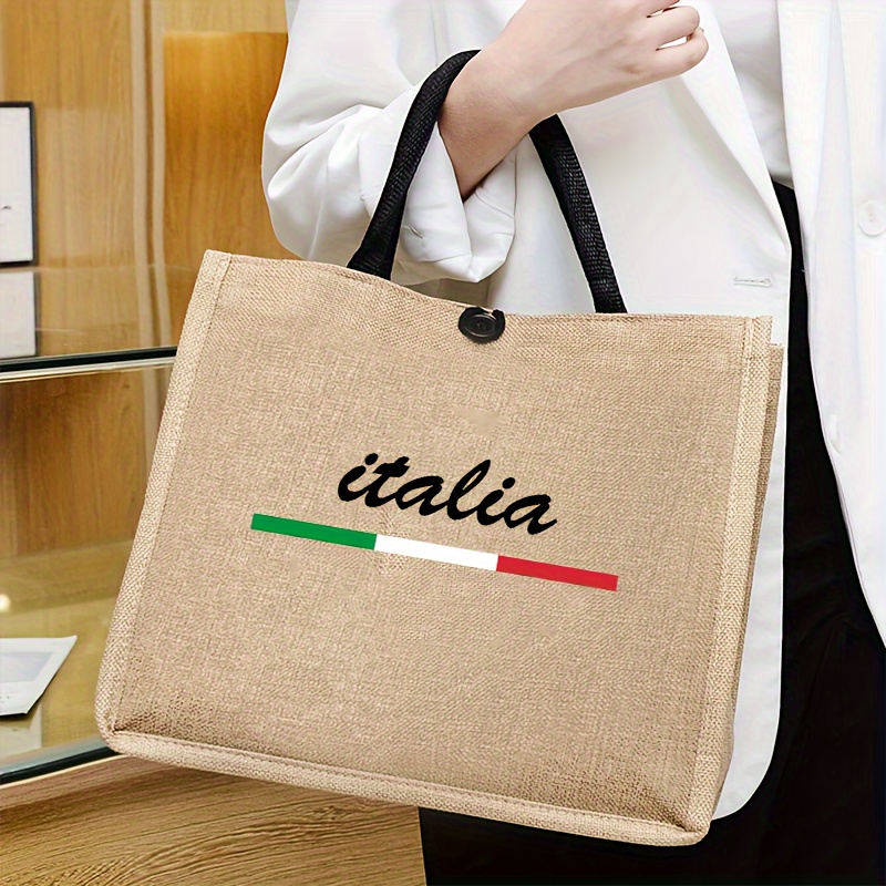 

Chic Italian-inspired Tote Bag With Inner Pocket - Travel, Shopping & Gifting - Fabric, Khaki