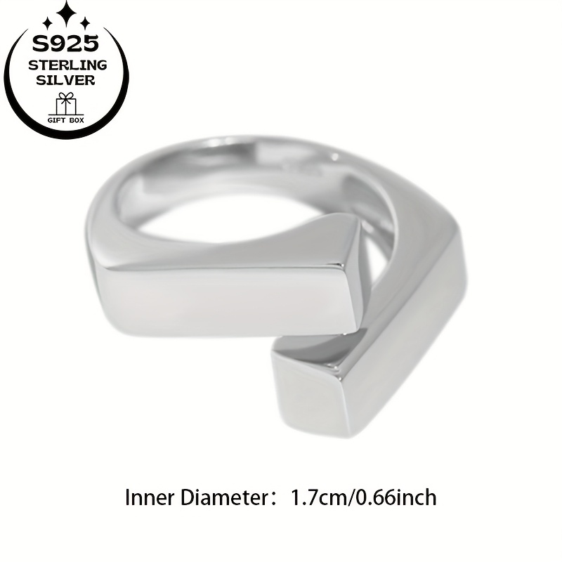 925 Silver Interlocking Square Women's Ring Adjustable