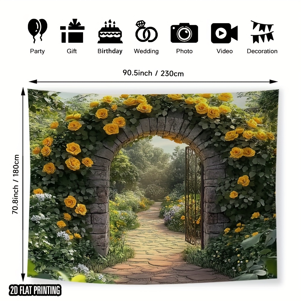 TEMU 1pc 2d Flat Printing Background Cloth Wooden Fence Versatile Fabric,without Electricity Holiday Decorations Home, Wall, Yard, Use Without