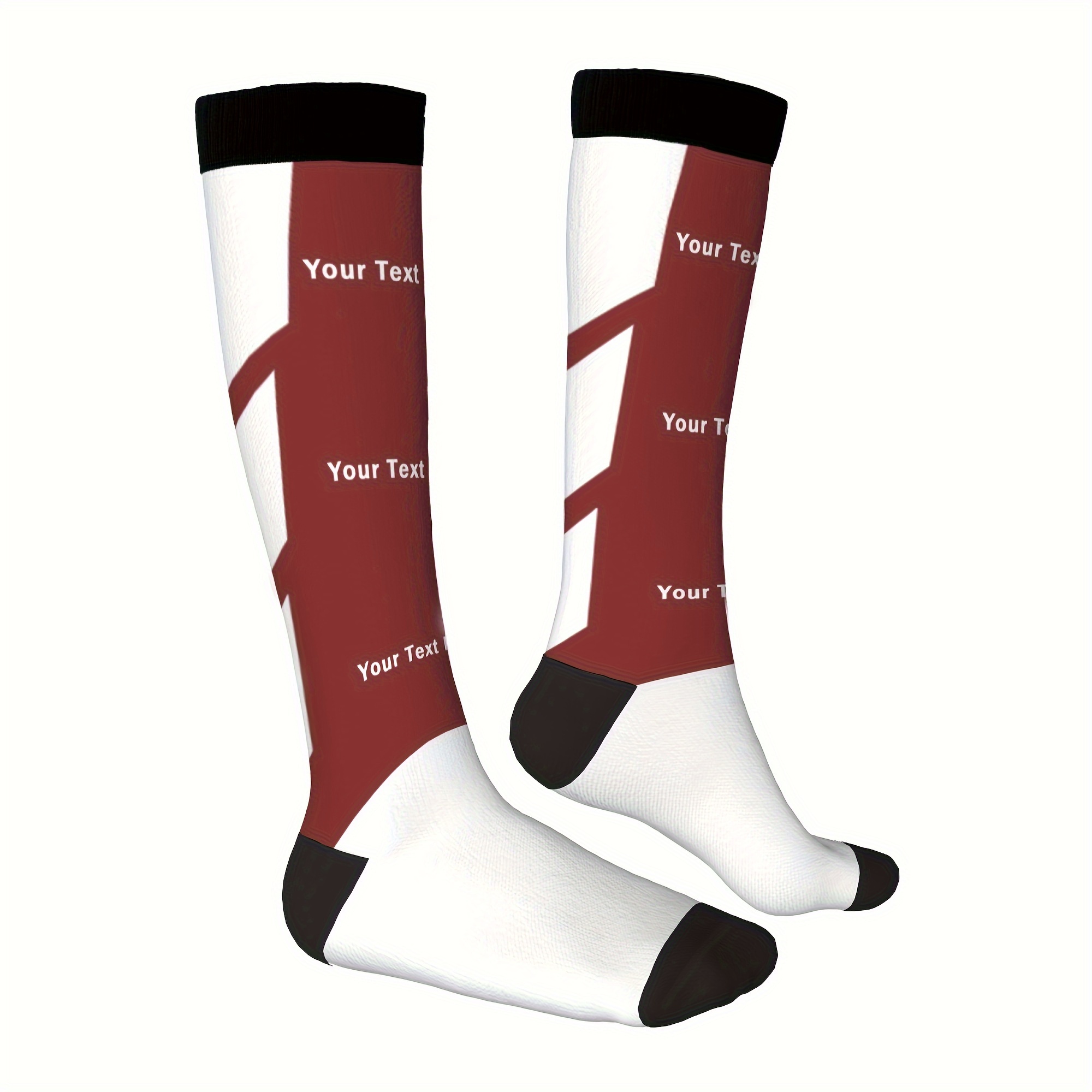 TEMU Custom Football Socks With Personalized Text, In Colors, Knee-high Length, Designed For Sports And Fitness, Featuring An Arrow Design