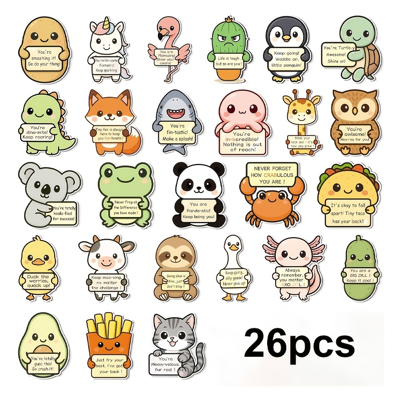 TEMU 26pcs Set, Refrigerator Emotional Support Animal Magnets, Fun Magnetic Animals For And Adults, Cute Cabinet Decor, Motivational Gift