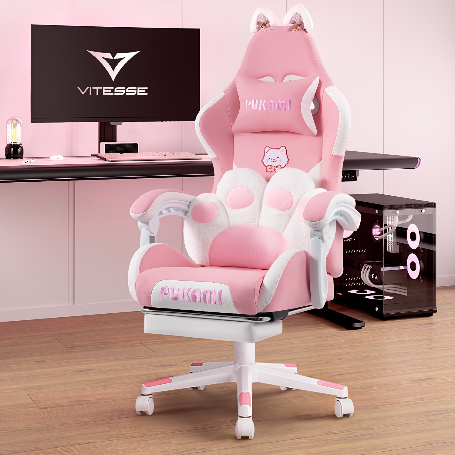 Desk Chair Walmart Walmart Chaise Gamer Headrest Pink Gaming Chair