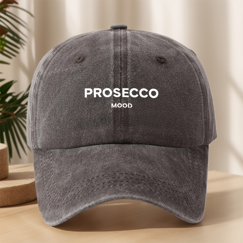 TEMU Cappellino da baseball con stampa letterale PROSECCO, cappellino a d'anatra vintage lavato, cappello assorbisudore e traspirante per attivit� ,