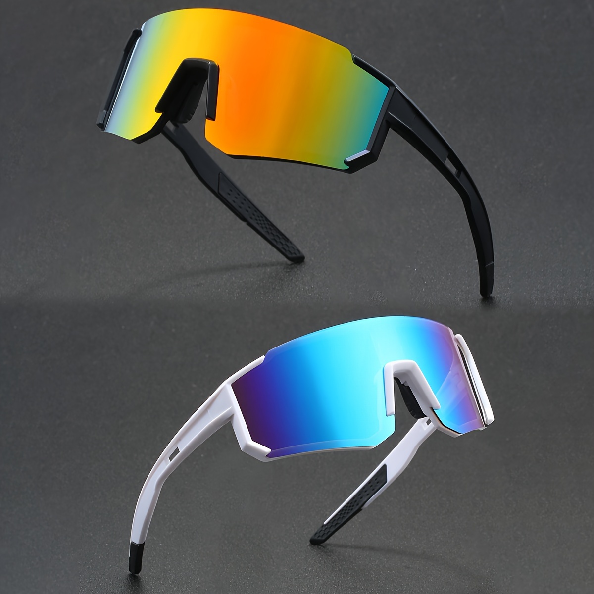 

2pcs Fashion Sports Fashion Glasses - Large Frame, For Cycling, Baseball, Hiking & Running