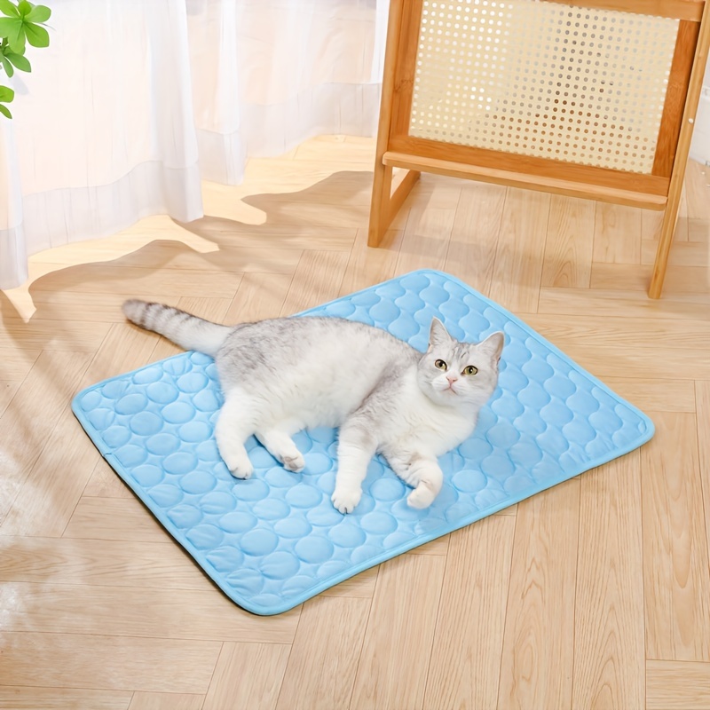 

Cooling Pet Mat For Small Dogs & Cats - Breathable Ice Silk Pad, Summer Chill Sofa Cushion, Rectangular Polyester Fiber Fill